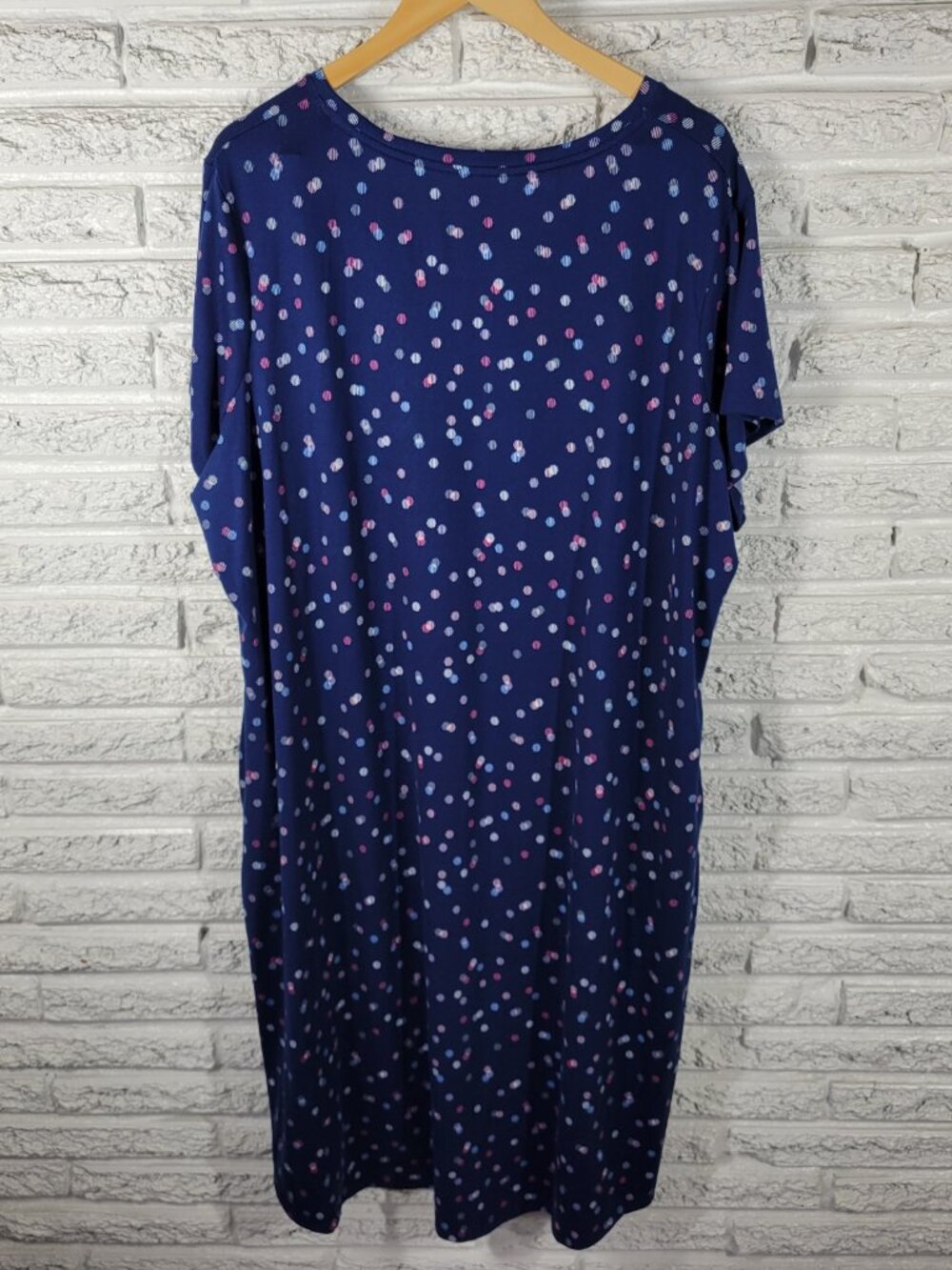 Joyspun Women's Plus Size 3X Nightgown Blue Pink Geometric Short Sleeve GEO61E - Picture 6 of 11